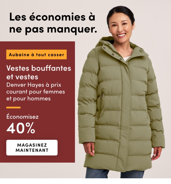 Door Crasher All Regular-Priced Women's + Men's Denver Hayes Puffy Jackets + Vests Save 40%