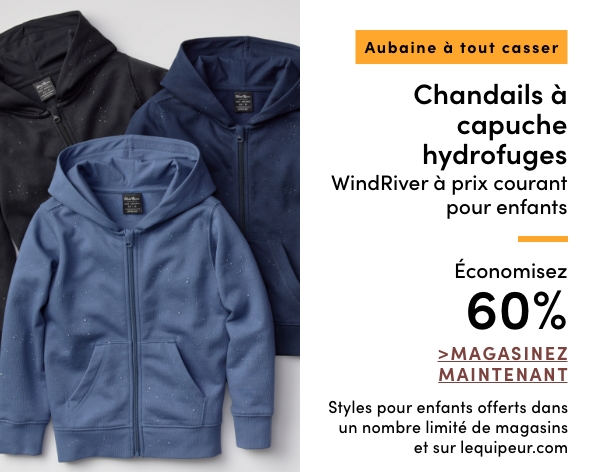 Door Crasher Kids' WindRiver Water Repellant Full Zip Hoodies Save 60%