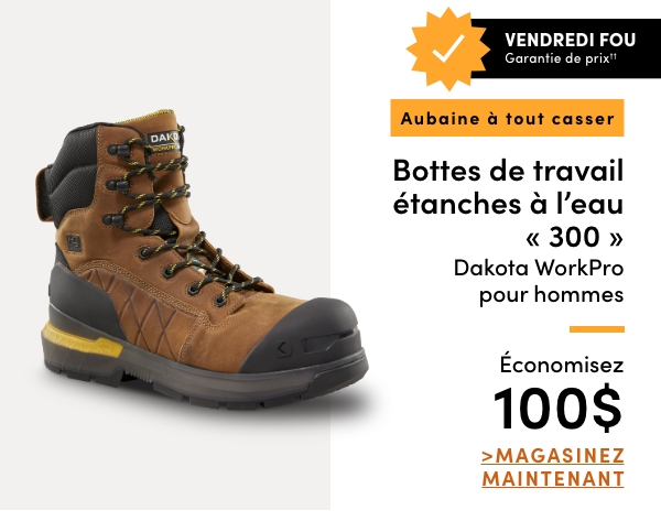 AUBAINE À TOUT CASSER Bottes de travail étanches à l'eau Dakota WorkPro 300 pour hommes économisez 100 $