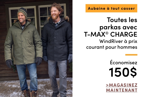 AUBAINE À TOUT CASSER Toutes les parkas avec T-MAX Charge WindRiver à prix courant pour hommes économisez 150 $