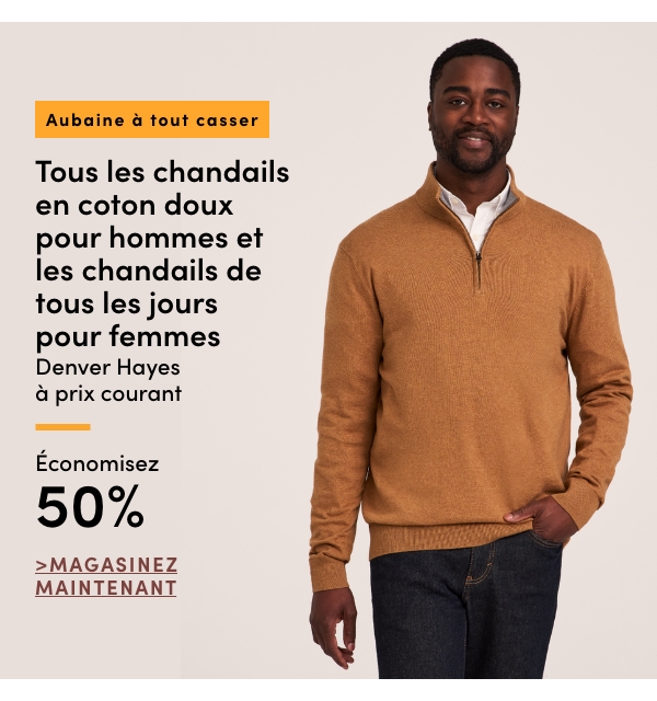 Aubaine à Tout Casser Tous les chandails en coton doux pour les hommes et les chandails de tous les jours pour femmes Denver Hayes à prix courant économisez 50 %
