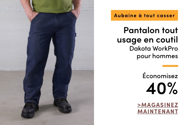 AUBAINE À TOUT CASSER Pantalon tout usage en coutil Dakota WorkPro pour hommes économisez 40%