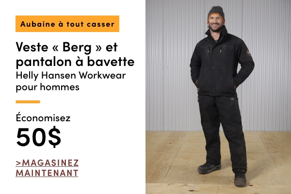 AUBAINE À TOUT CASSER Veste Berg et pantalon à bavette Helly Hansen Workwear pour hommes économisez 50 $