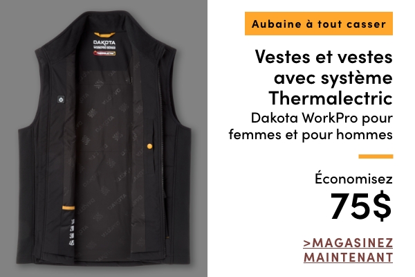 AUBAINE À TOUT CASSER Vestes et vestes avec système Thermalectric Dakota WorkPro pour femmes et pour hommes économisez 75 $