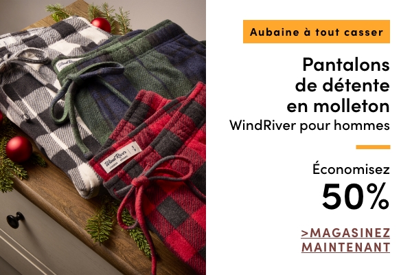 AUBAINE À TOUT CASSER Pantalons de détente en molleton WindRiver pour hommes économisez 50 %