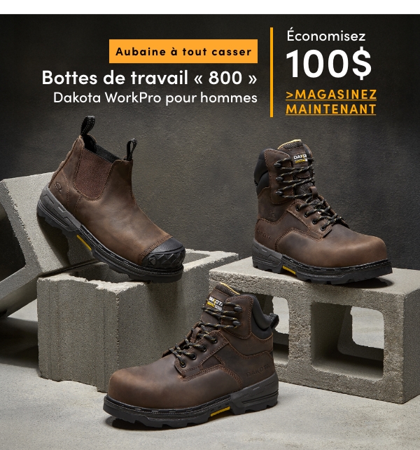 AUBAINE À TOUT CASSER Bottes de travail Dakota WorkPro 800 pour hommes économisez 100 $