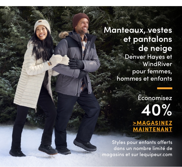 Manteaux, vestes et pantalons de neige Denver Hayes et WindRiver pour femmes, hommes et enfants économisez 40 %