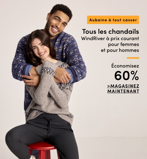 AUBAINE À TOUT CASSER Tous les chandails WindRiver à prix courant pour femmes et pour hommes économisez 60 %
