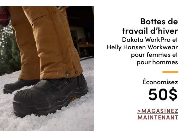 Bottes de travail d'hiver Dakota WorkPro et Helly Hansen Workwear pour femmes et pour hommes économisez 50$