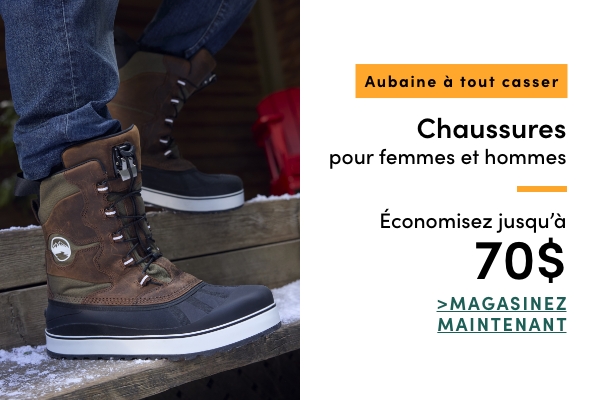 Aubaine à Tout Casser Chaussures pour femmes et hommes économisez jusqu'à 70 $