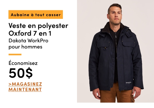 Aubaine à Tout Casser Veste en polyester Oxford 7 en 1 Dakota WorkPro pour hommes économisez 50$