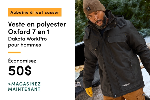  Aubaine à Tout Casser Veste en polyester Oxford 7 en 1 Dakota WorkPro pour hommes économisez 50$