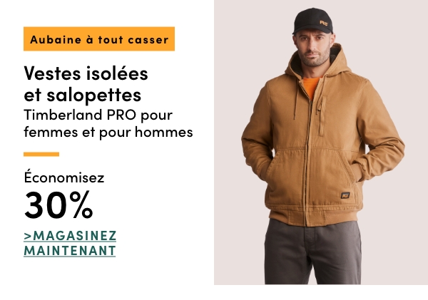 Aubaine à Tout Casser Vestes isolées et salopettes Timberland PRO pour femmes et pour hommes économisez 30%