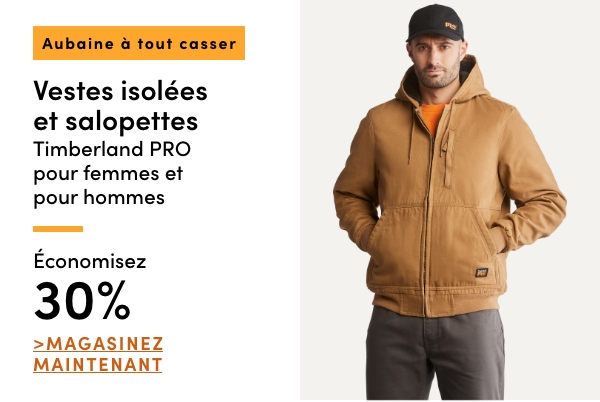 Aubaine à Tout Casser Vestes isolées et salopettes Timberland PRO pour femmes et pour hommes économisez 30%