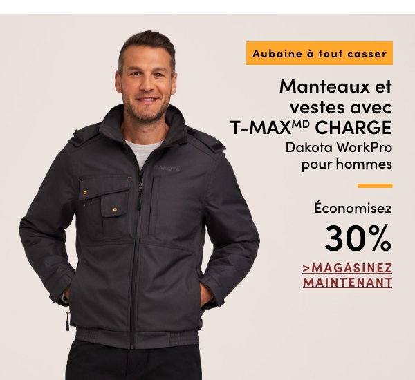 Aubaine à Tout Casser Manteaux et vestes avec T-MAX Charge Dakota WorkPro pour hommes économisez 30%