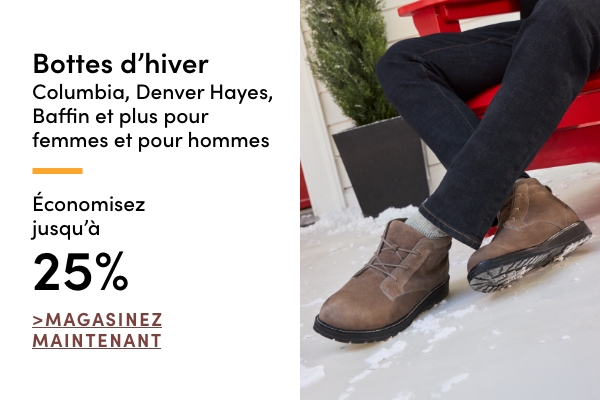 Bottes d'hiver Columbia, Denver Hayes, Baffin et plus pour femmes et pour hommes économisez jusqu'à 25%