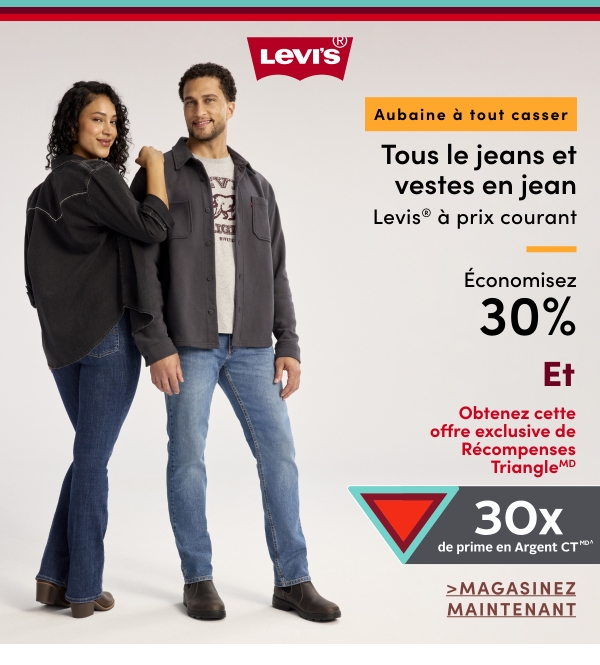Aubaine à Tout Casser Tous les jeans et vestes en jean Levi's à prix courant pour femmes, hommes et enfants économisez 30%