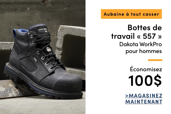 Aubaine à Tout Casser Bottes de travail 557 Dakota WorkPro pour hommes économisez 100 $
