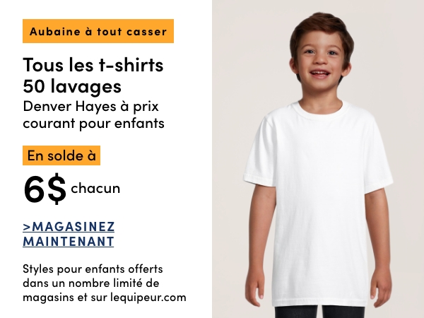 Aubaine à Tout Casser Tous les t-shirts 50 lavages Denver Hayes à prix courant pour enfants en solde à 6 $