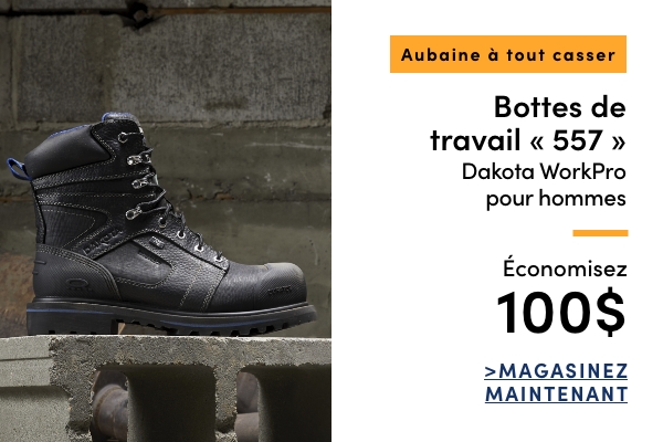 Aubaine à Tout Casser Bottes de travail 557 Dakota WorkPro pour hommes économisez 100 $