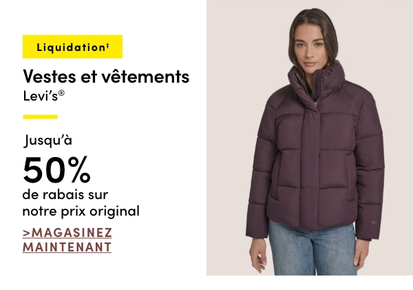 Vestes et vêtements Levi's en liquidation jusqu'à 50% de rabais sur notre prix original