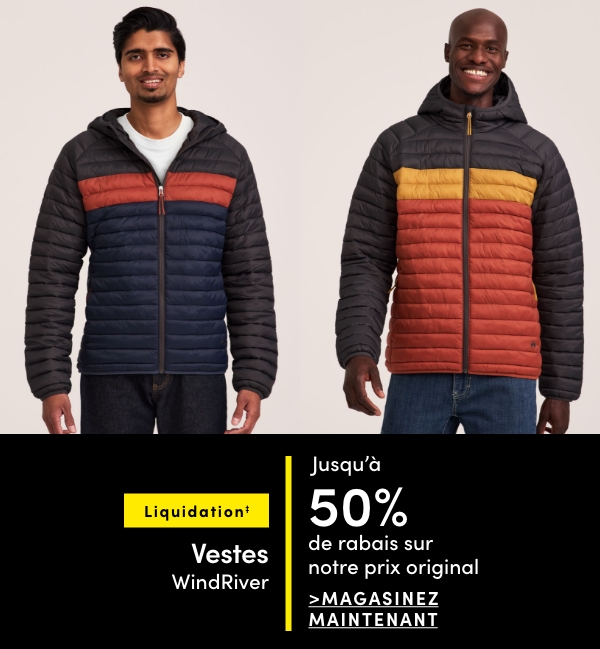 Vestes WindRiver en liquidation jusqu'à 50% de rabais sur notre prix original
