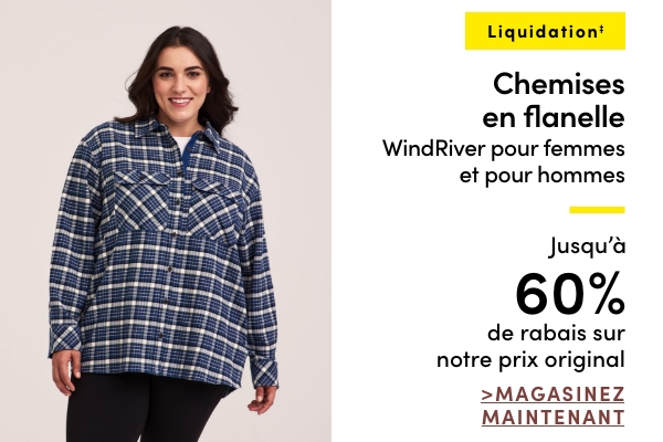 Chemises en flanelle WindRiver pour femmes et pour hommes en liquidation jusqu'à 60% de rabais sur notre prix original À partir de 19,88$