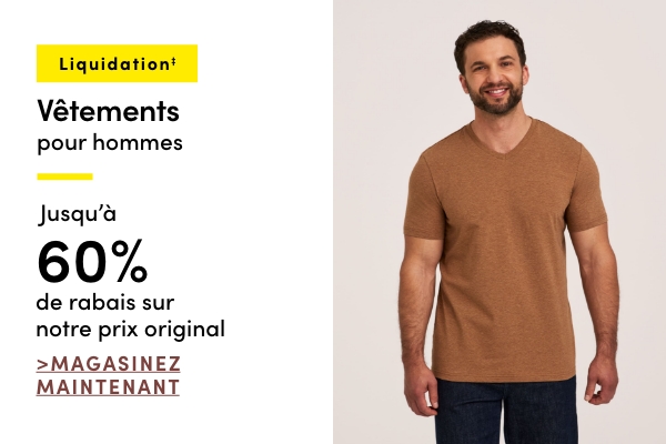 liquidation vêtements pour hommes jusqu'à 60% de rabais sur notre prix original