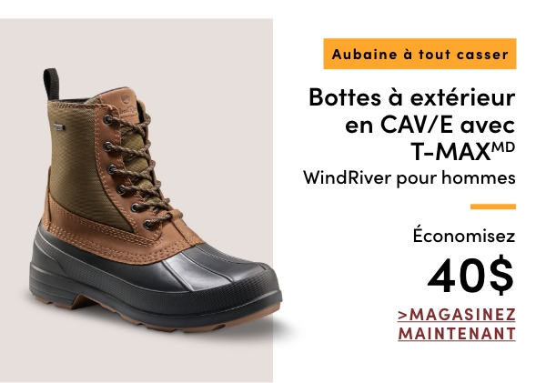 Aubaine à Tout Casser Bottes à extérieur en CAV/E avec T-MAX WindRiver pour hommes économisez 40$