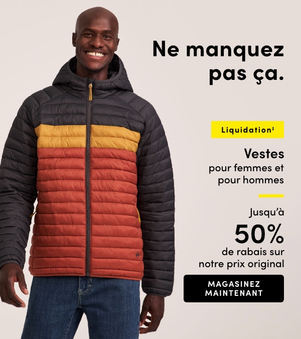 Vestes pour femmes et pour hommes en liquidation jusqu'à 50% de rabais sur notre prix original