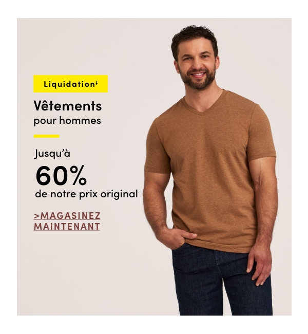 Vêtements pour hommes en liquidation‡ jusqu'à 60 % de rabais sur notre prix original