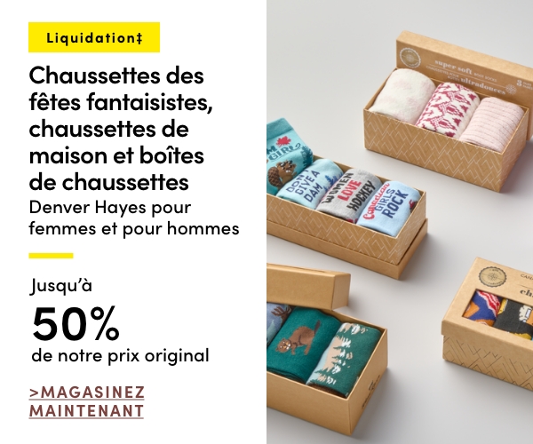 Chaussettes des fêtes fantaisistes, chaussettes de maison et boîtes de chaussettes Denver Hayes et WindRiver pour femmes et pour hommes en liquidation‡ jusqu'à 50 % de rabais sur notre prix original