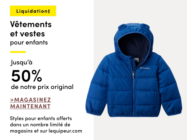 Vêtements et vestes pour enfants en liquidation‡ jusqu'à 60 % de rabais sur notre prix original