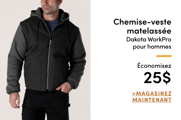 Chemise-veste matelassée Dakota WorkPro pour hommes économisez 25 $