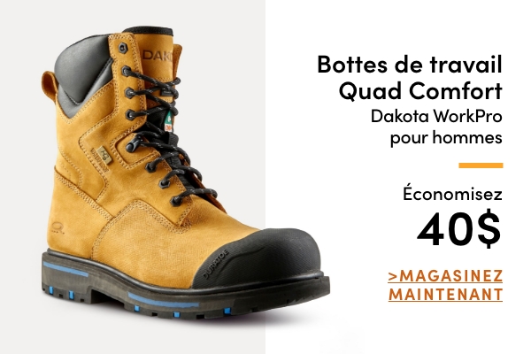 Bottes de travail Quad Comfort Dakota WorkPro pour hommes économisez 40 $