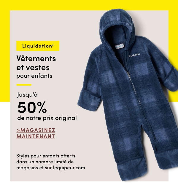 Vêtements et vestes pour enfants en liquidation‡ jusqu'à 60 % de rabais sur notre prix original