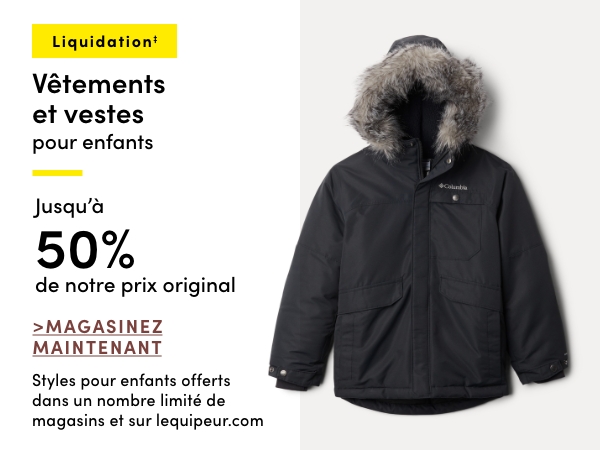 Vêtements et vestes pour enfants en liquidation‡ jusqu'à 60 % de rabais sur notre prix original