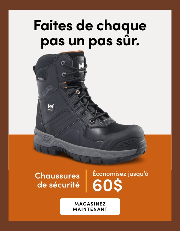 Économisez jusqu'à 60 % sur les chaussures de sécurité