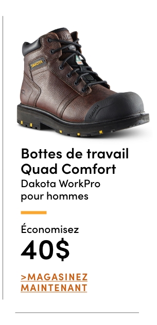 Bottes de travail Quad Comfort Dakota WorkPro pour hommes économisez 40 $
