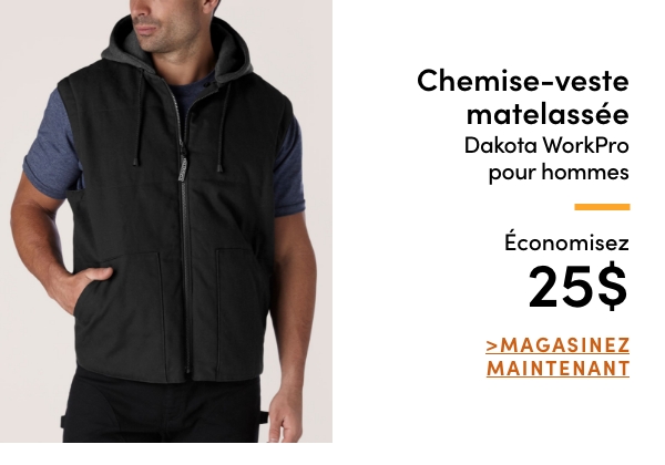 Chemise-veste matelassée Dakota WorkPro pour hommes économisez 25 $