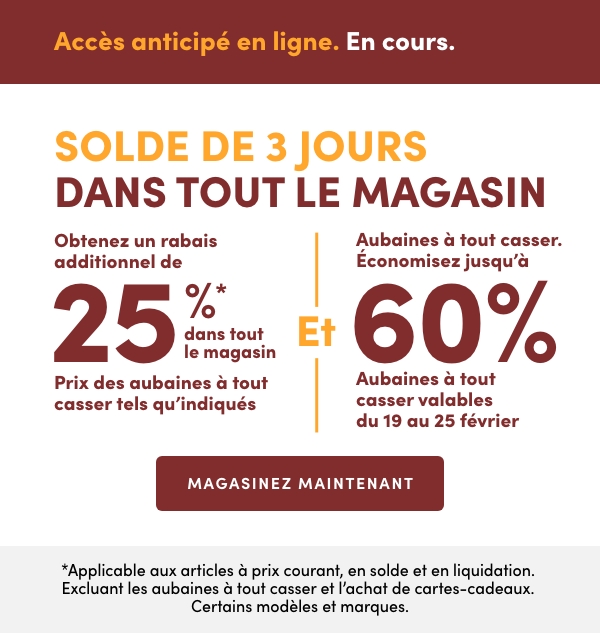 Solde de 3 jours dans tout le magasin