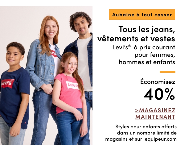 Aubaine à Tout Casser Tous les jeans, vêtements et vestes Levi's à prix courant pour femmes, hommes et enfants économisez 40 %