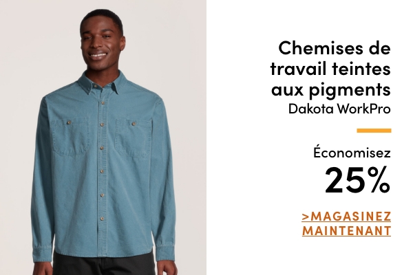Chemises de travail teintes aux pigments Dakota WorkPro économisez 25 %
