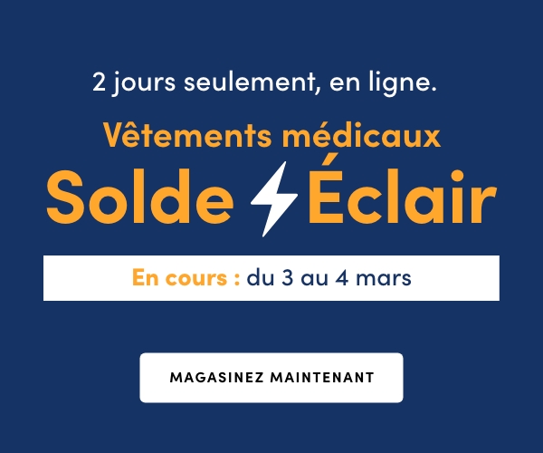 2 jours seulement, en ligne.Vêtements médicaux Solde Éclair Les 3 et 4 mars