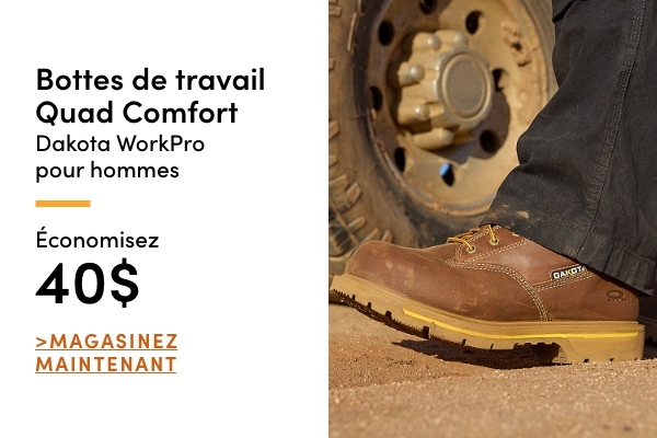 Bottes de travail Quad Comfort Dakota WorkPro pour hommes économisez 40 $
