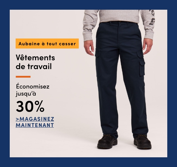 Vêtements de travail économisez jusqu'à 30 %