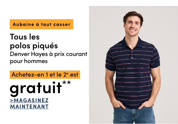 Aubaine à Tout Casser Tous les polos piqués Denver Hayes à prix courant pour hommes achetez-en 1 et le 2e est GRATUIT*
