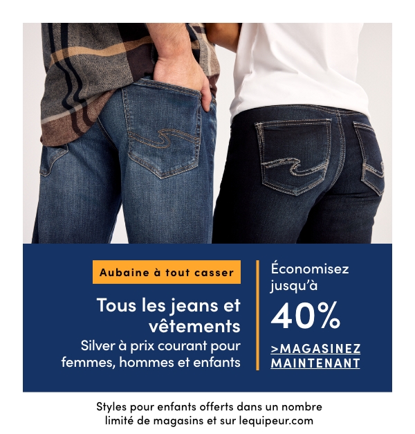 Aubaine à Tout Casser Tous les jeans et vêtements Silver à prix courant pour femmes, hommes et enfants économisez 40 %