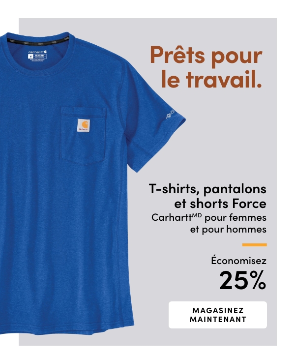 T-shirts, pantalons et shorts Force Carhartt pour femmes et pour hommes économisez 25 %