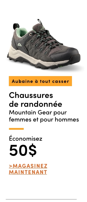 Aubaine à Tout Casser Chaussures de randonnée Mountain Gear pour femmes et pour hommes économisez 50 $